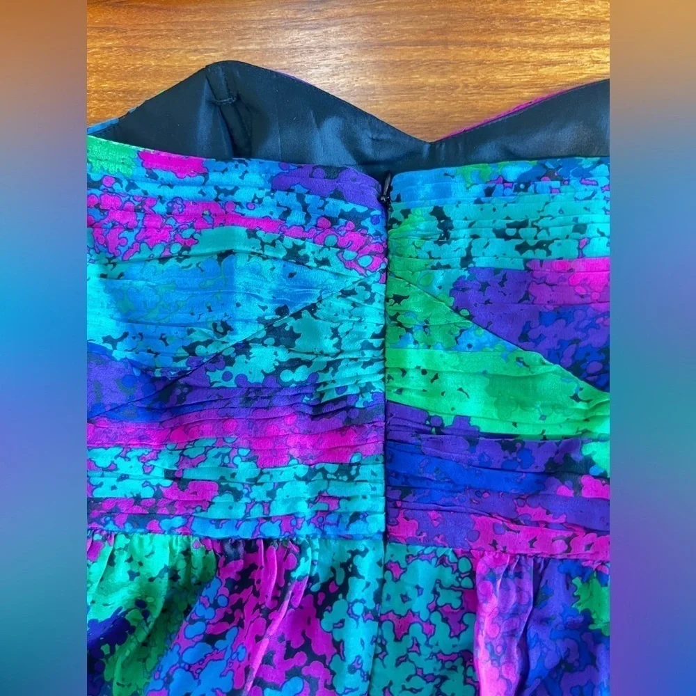 Shoshanna jewel tone strapless Mini dress silk fit and flare sz 0 cocktail party - Picture 2 of 15